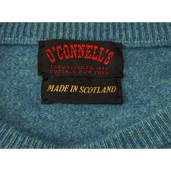 O’Connell’s Scotland Shetland Wool Sweater Mens 42/Med Blue Heathered Turquoise - Picture 4 of 7